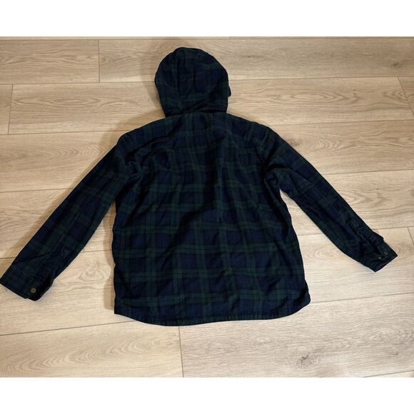 L.L.Bean Jacket Pullover With Hoodie Green And Blue Plaid Men’s Sz XL - Picture 6 of 7